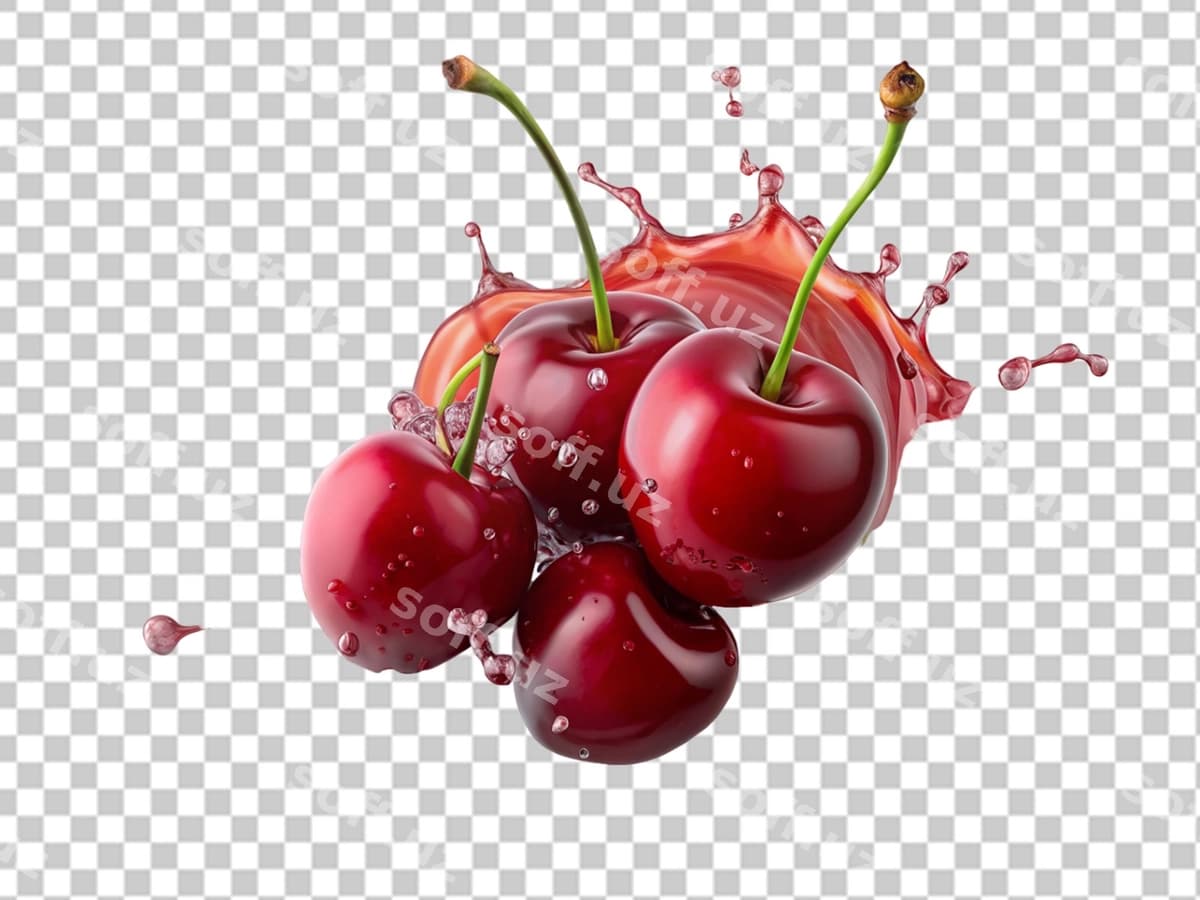 Oq fonda gilos mevasi | Cherry fruit with splash white background