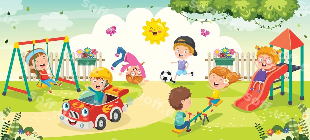 Bolalar parkda oynayotgan | Children playing park