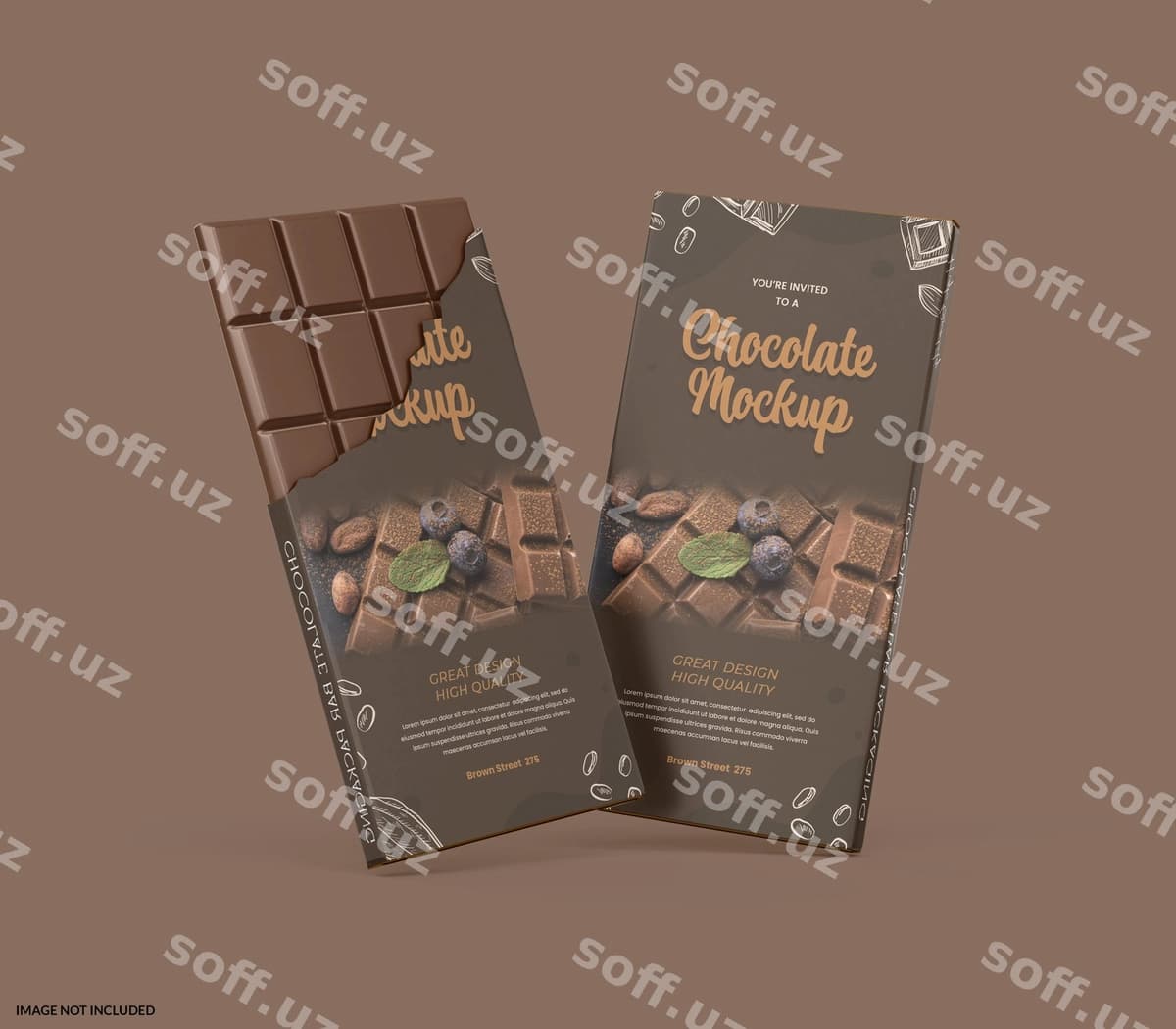Shokoladli shirinlik bar qadoqlash mockup | Chocolate candy bar packaging mockup