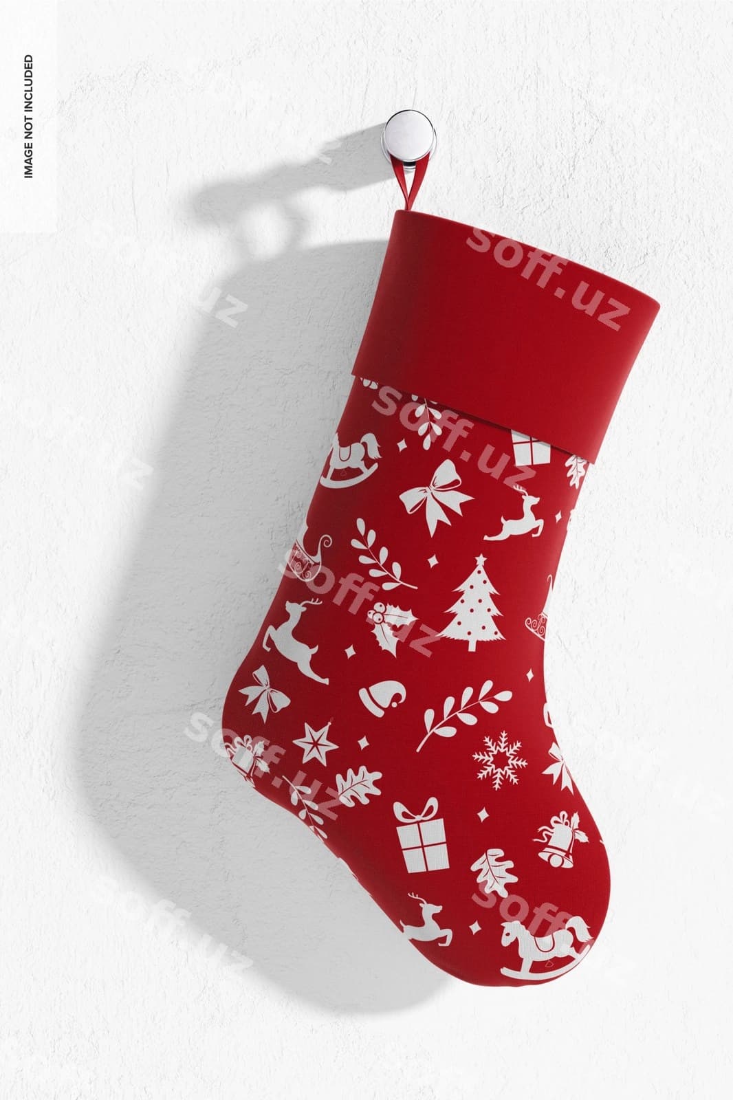 Yangi yil soktigi namunasi old tomondan ko'rinish | Christmas stocking mockup front view