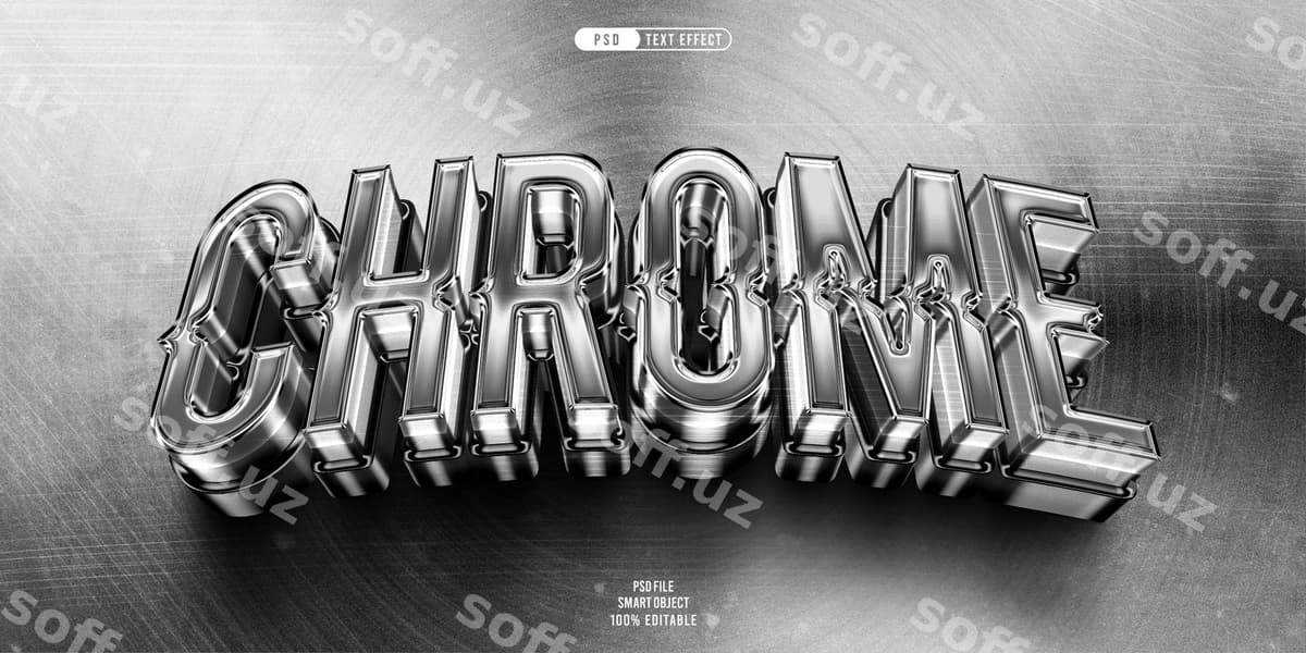 Chrome 3d tahrir qilish mumkin matn effekti | Chrome 3d editable text effect