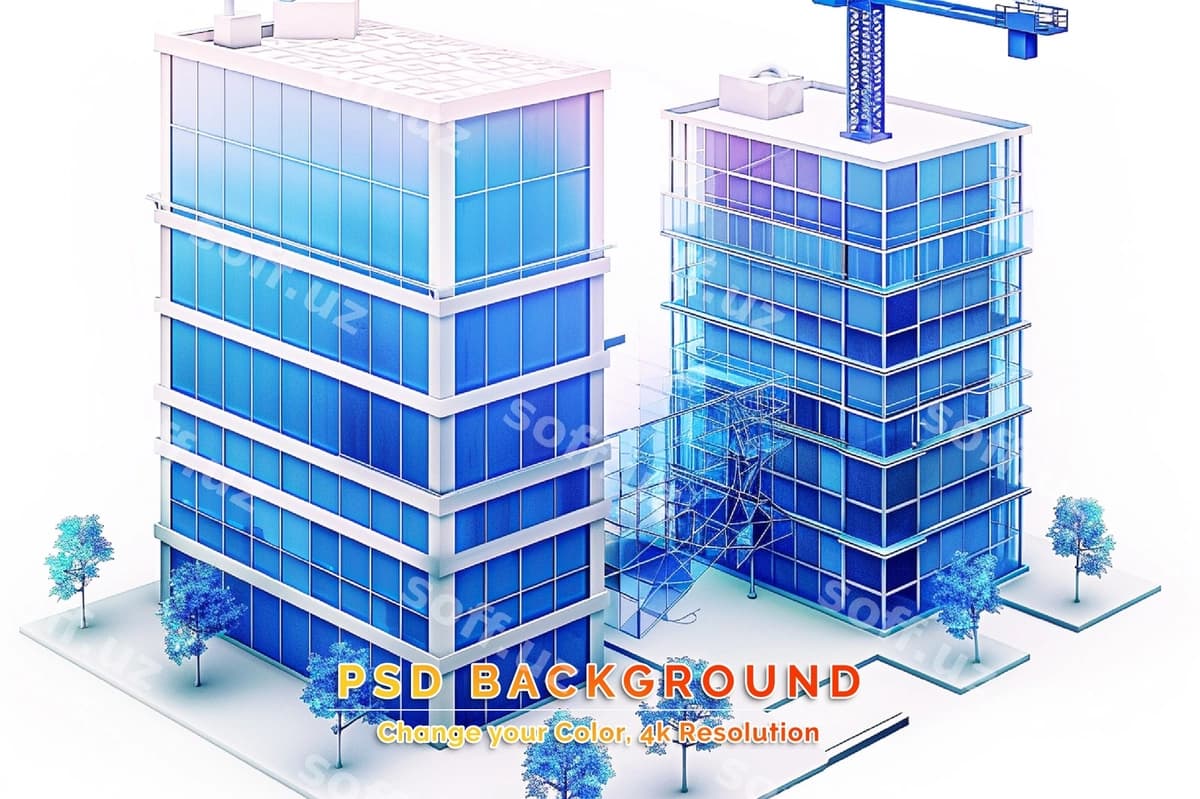 Shahar konsepsiyasining foni va kran bilan tushirilgan fon | City blueprint background with crane