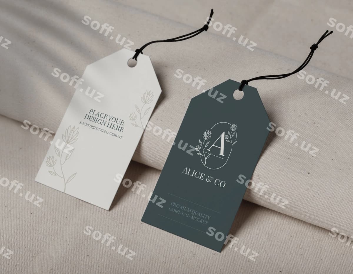 Yaqin surat etiket tagi namunasi | Close up label tag mockup