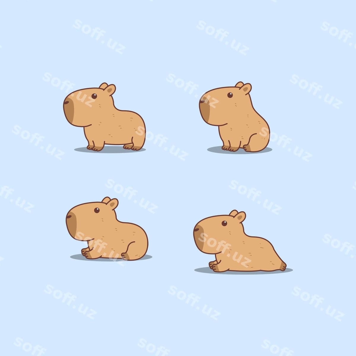 Mazali kapibara kartun vektor illustratsiyasi | Cute capybara cartoon vector illustration