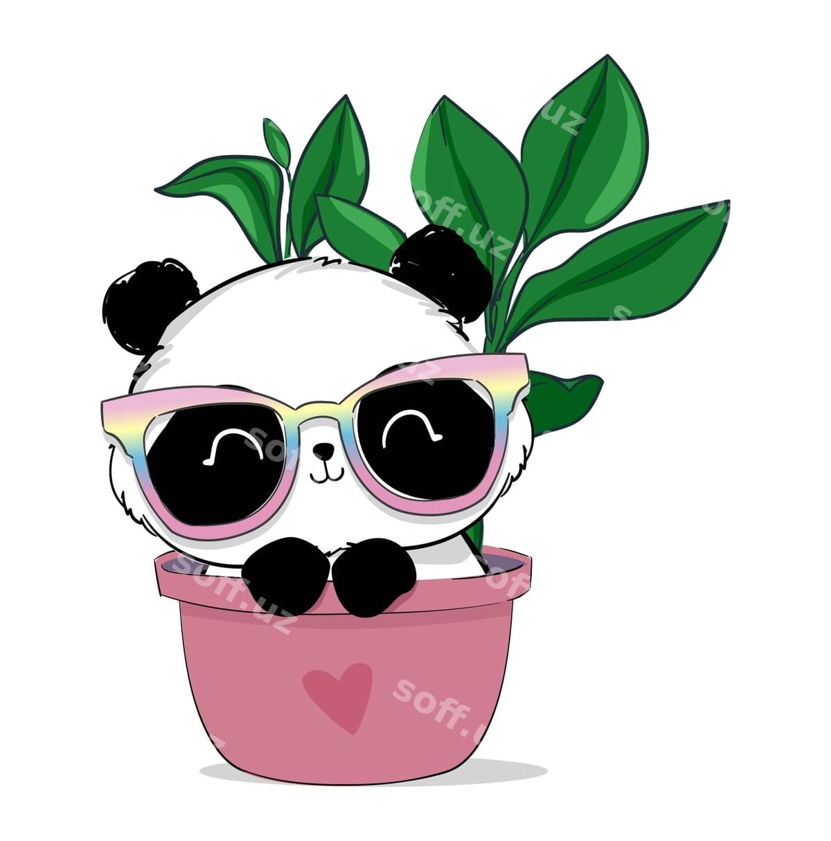 Chiroyli panda ko'z qoynagi illustratsiyasi | Cute panda bear with glasses illustration