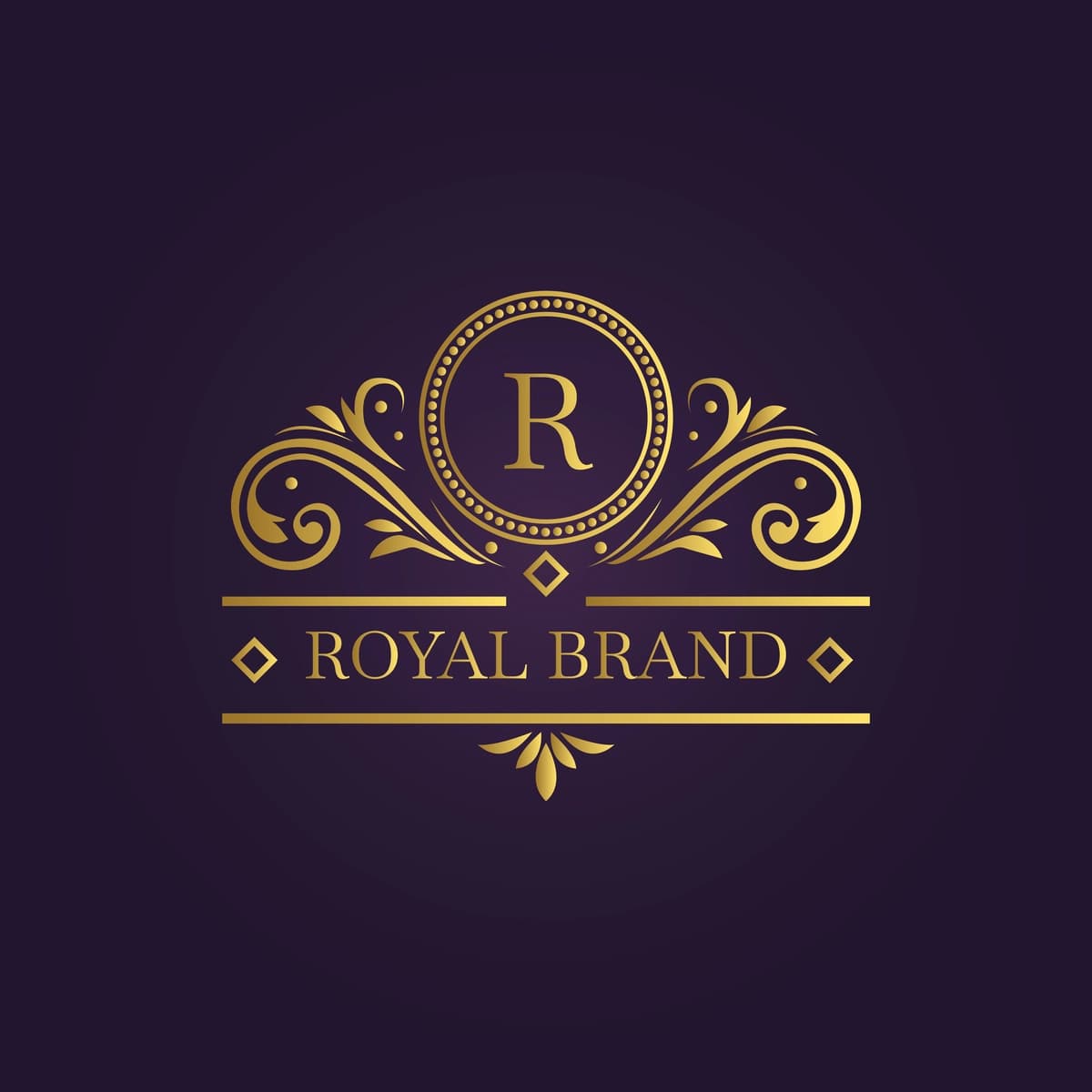 Hashamatli oltin qirollik brendi logotipi dizayni, zeb-ziynatli aylanma harfli | Luxury golden royal brand logo design with ornate swirls letter