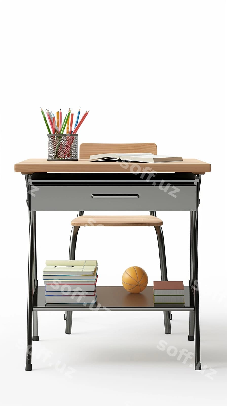 Stol qalamalar bilan qalamalar bilan qalamalar bilan u | Desk with pencils pencils pencils it