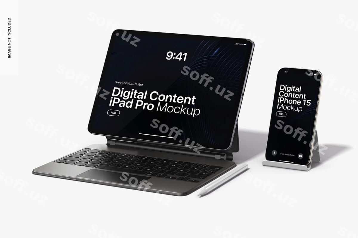 Raqamli kontent iPad Pro namunasi | Digital content ipad pro mockup