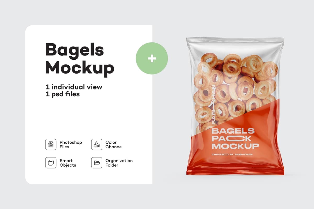 Quruq simit paketining maketi | Dry bagels pack mockup
