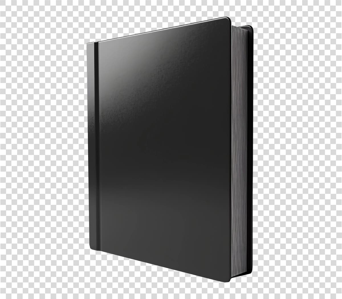 Qora kitob muqovasi maketi shaffof fon | Black book cover mockup transparent background