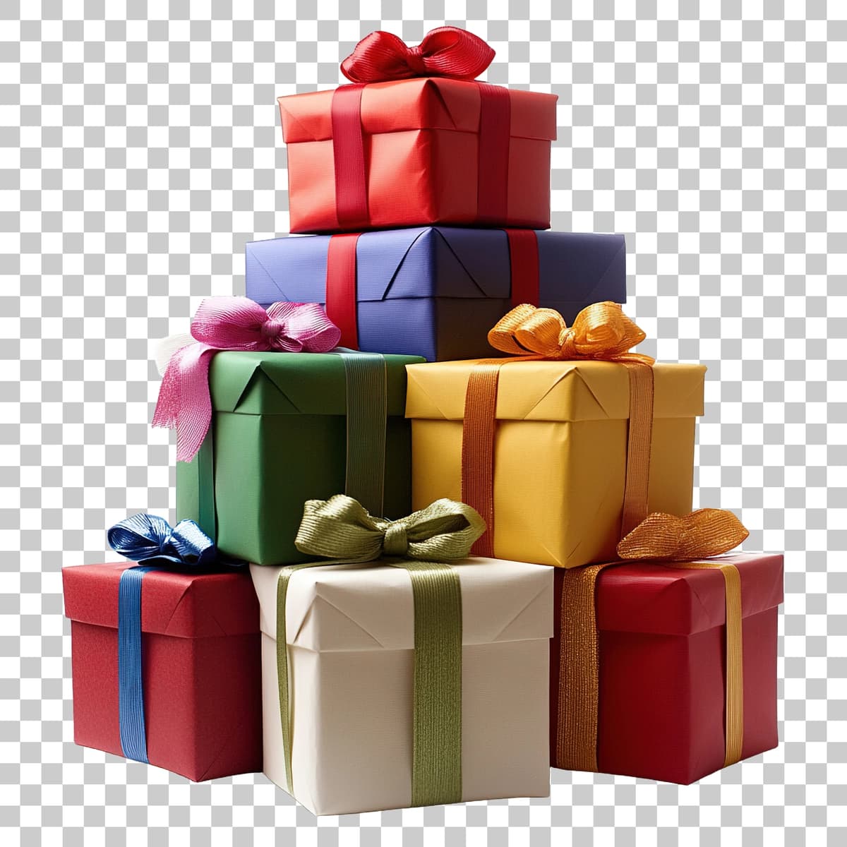 Ustiga lentalar bilan rangli qutilarni to'plang | Stack colorful boxes with ribbons top