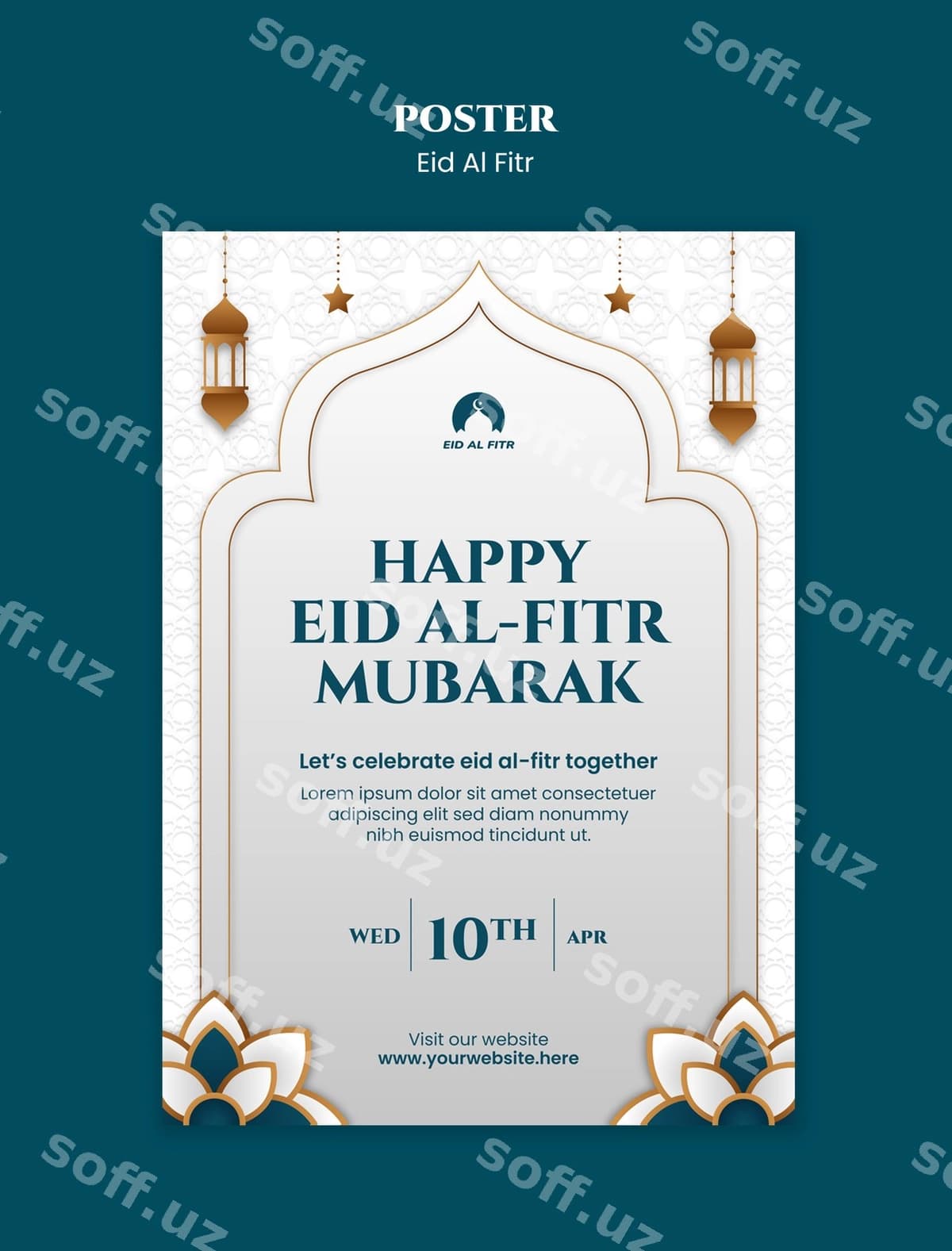 Fitr bayrami tabrigi shabloni | Eid al fitr celebration poster template