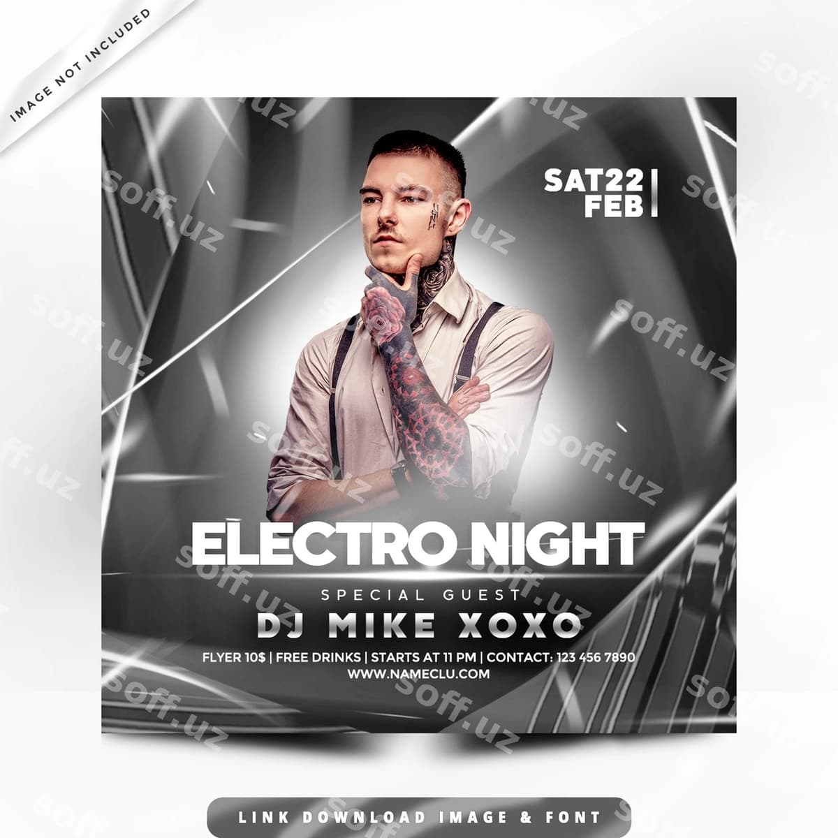 Elekro tunlar to'p premium poster | Electro nights party premium poster