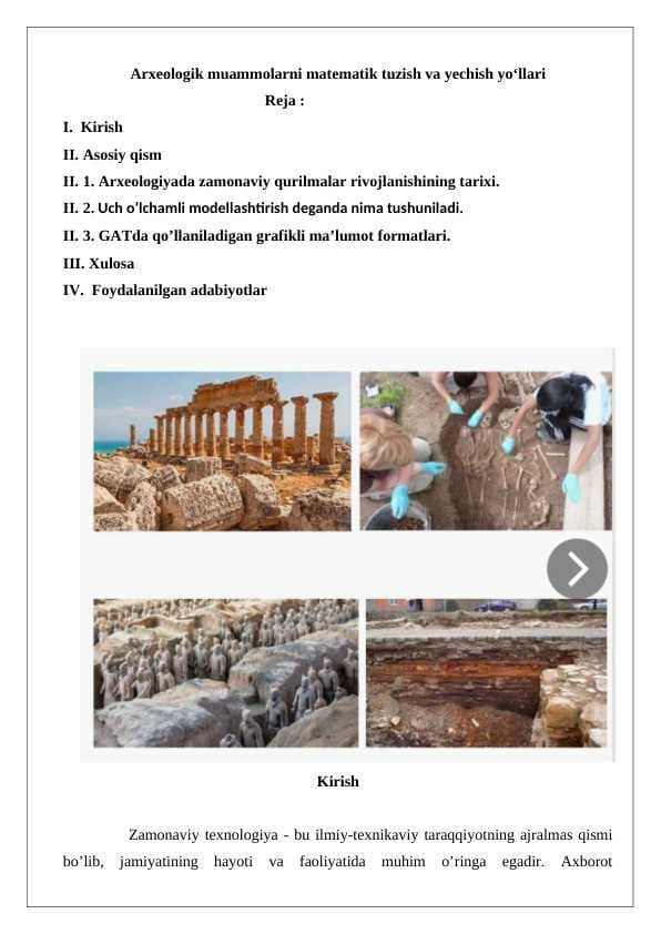 Arxeologik muammolarni matematik tuzish va yechish yo‘llari 24