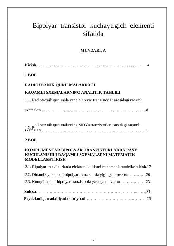 Bipolyar  transistor  kuchaytrgich  elementi  sifatida