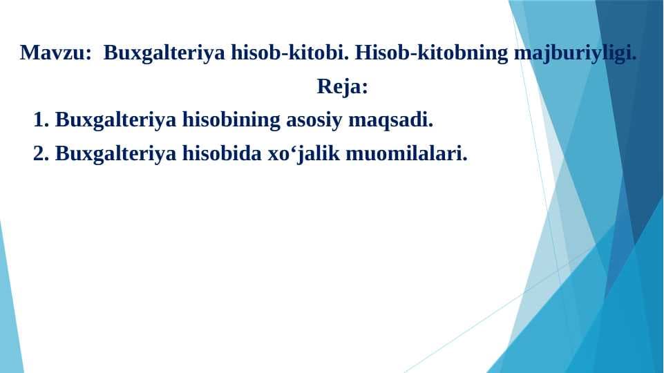 Buxgalteriya hisob kitobi Hisob kitobning majburiyatlari