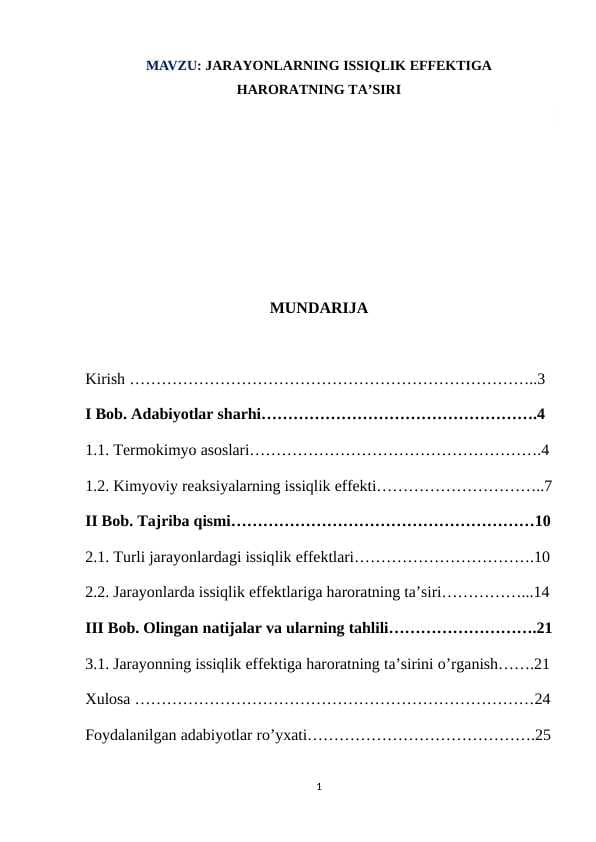 JARAYONLARNING ISSIQLIK EFFEKTIGA  HARORATNING TA’SIRI slayd