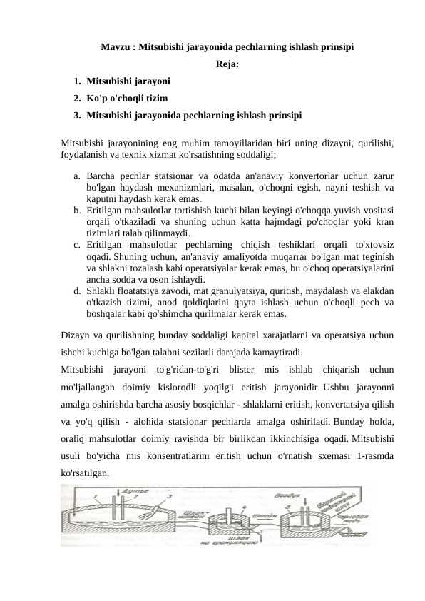 Mitsubishi jarayonida pechlarning ishlash prinsipi