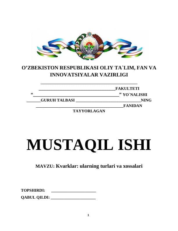 Kvarklar: ularning turlari va xossalari