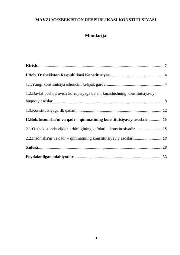 O‘ZBEKISTON RESPUBLIKASI KONSTITUSIYASI
