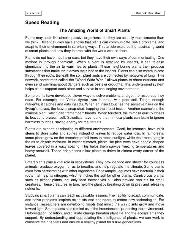 Speed reading