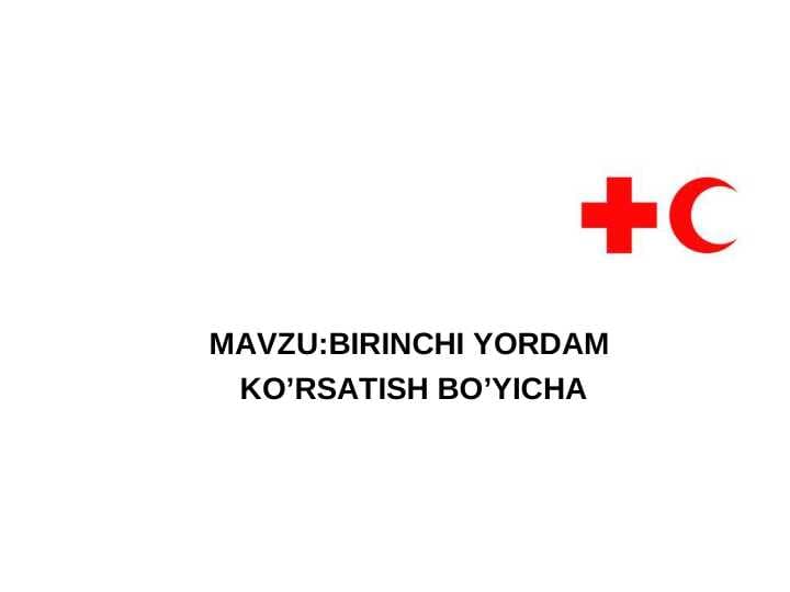 BIRINCHI YORDAM KO’RSATISH BO’YICHA