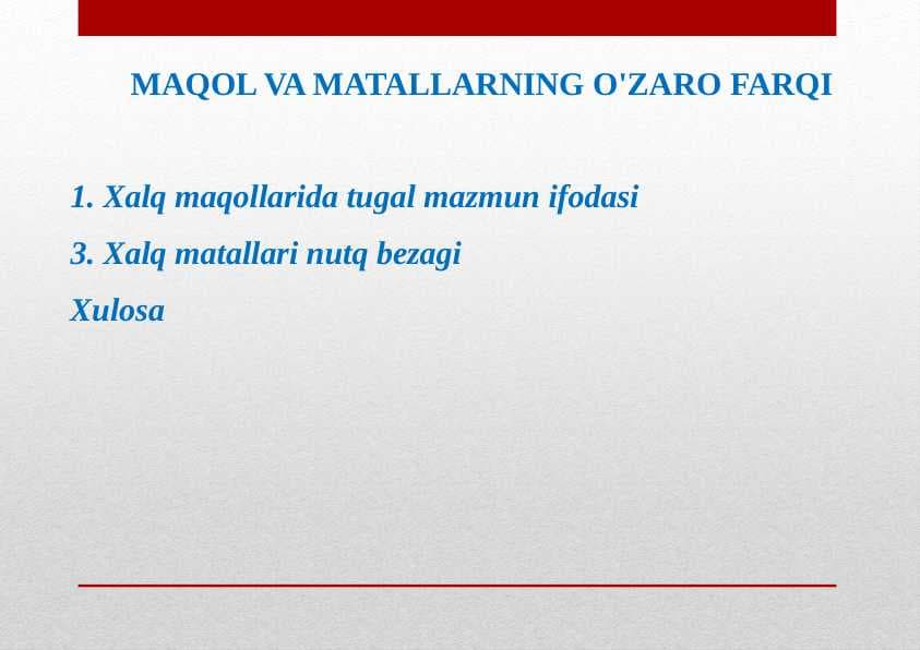 MAQOL VA MATALLARNING O'ZARO FARQI
