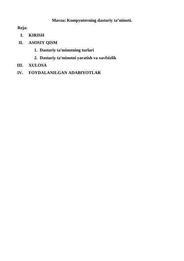 Kompyuterning dasturiy ta'minoti