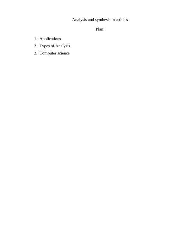 Analysis and synthesis in articles