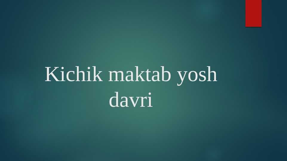 Kichik maktab yosh davri