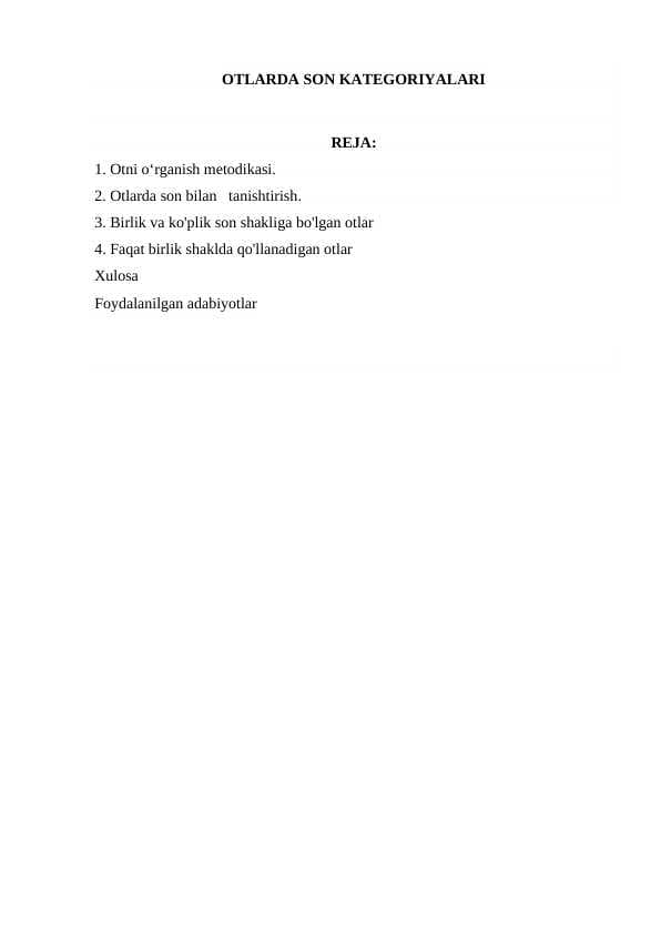 OTLARDA SON KATEGORIYALARI