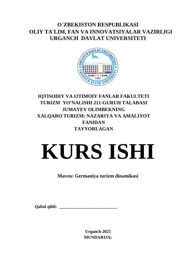 Germaniya turizm dinamikasi