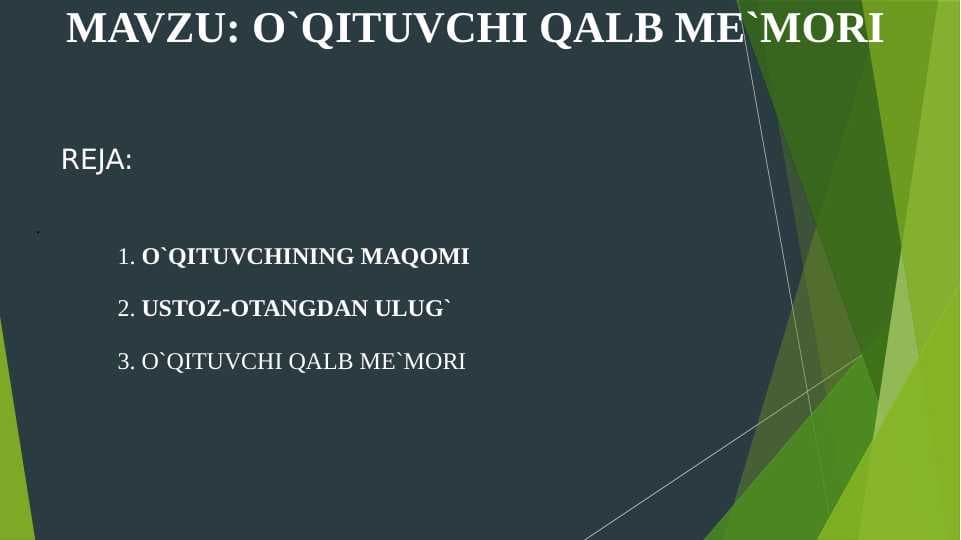 O`QITUVCHI QALB ME`MORI