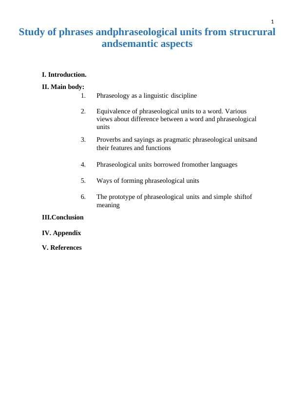 Study of phrases andphraseological units from strucrural andsemantic aspects