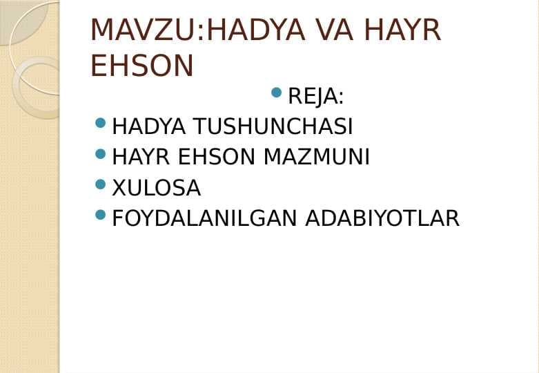 HADYA VA HAYR EHSON