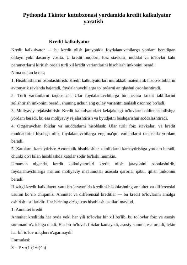 Python dasturlash tilida kalkulyator tuzish