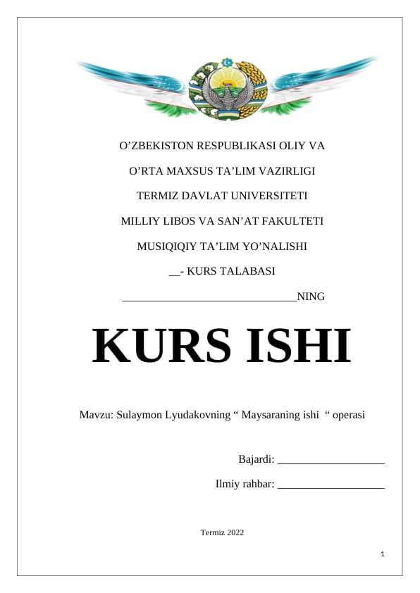 Sulaymon Lyudakovning “ Maysaraning ishi  “ operasi