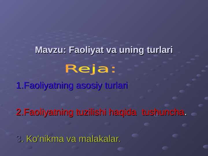 Faoliyat va uning turlari