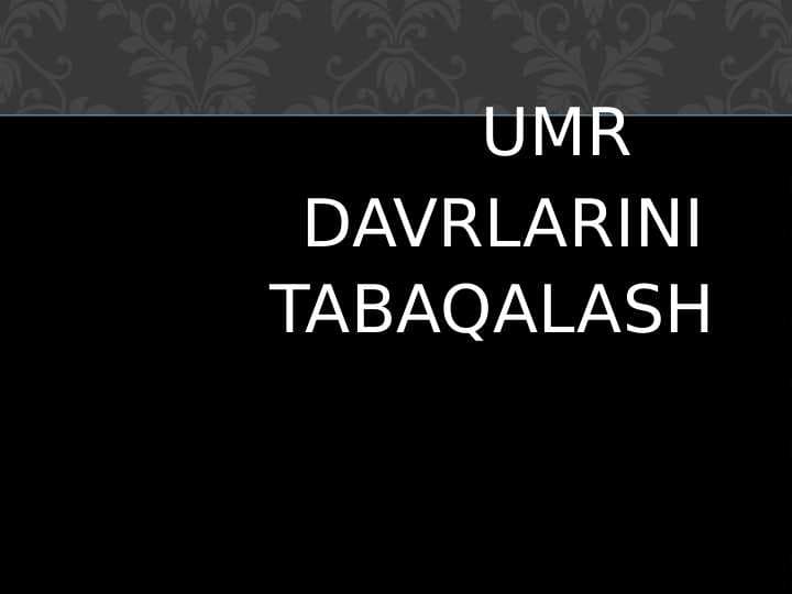 Umr davrlari