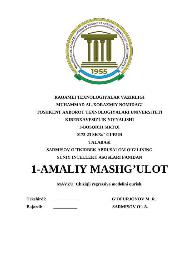 Chiziqli regressiya modelini qurish