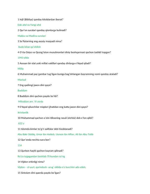 dinshunoslik yakuniy testti