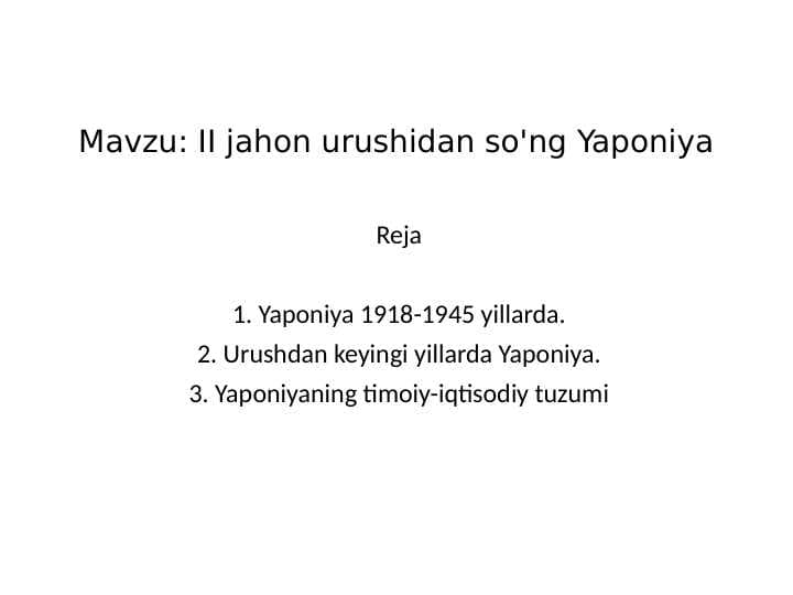 II jahon urushidan so'ng Yaponiya
