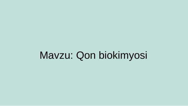 Qon biokimyosi