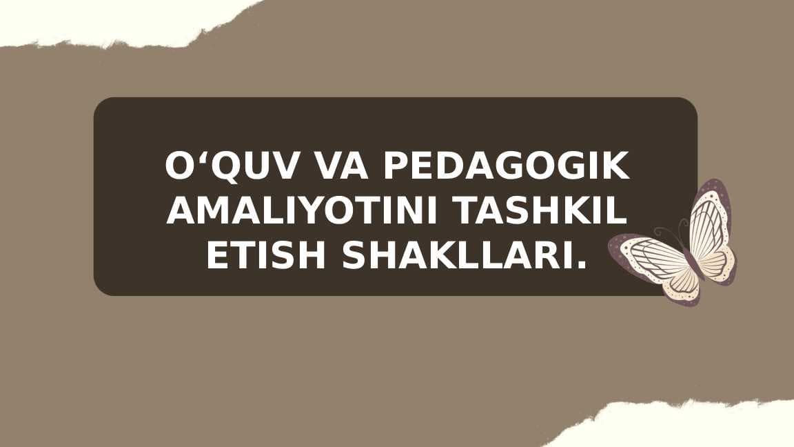 O‘QUV VA PEDAGOGIK AMALIYOTINI TASHKIL ETISH SHAKLLARI.