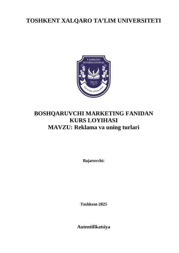 Reklama va uning turlari