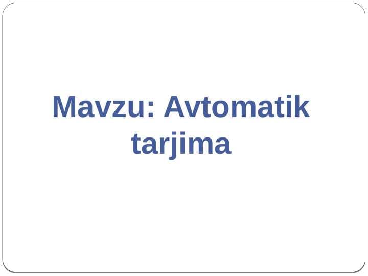 Avtomatik tarjima