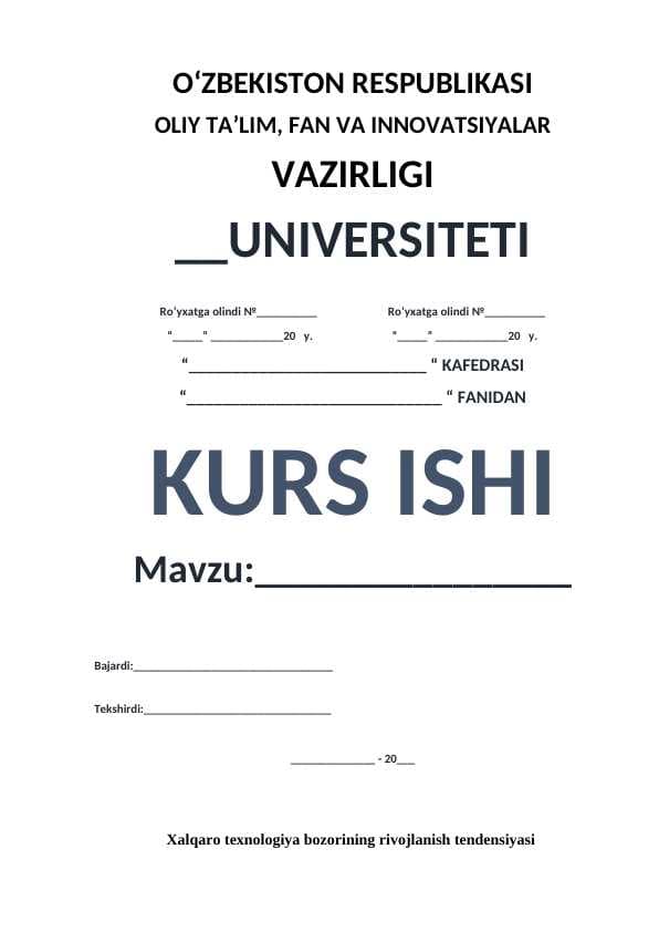 Xalqaro texnologiya bozorining rivojlanish tendensiyasi