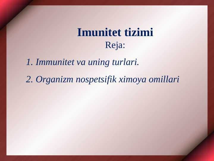 Imunitet tizimi
