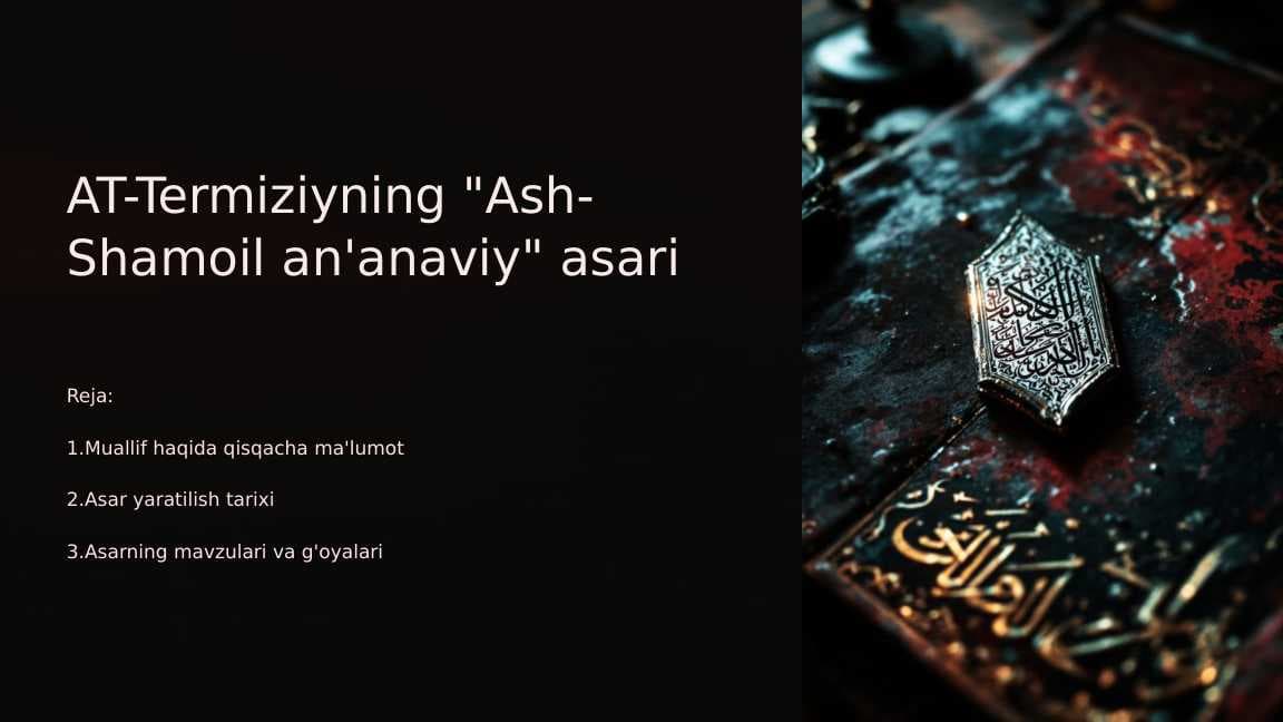 AT-Termiziyning "Ash-Shamoil an'anaviy" asari