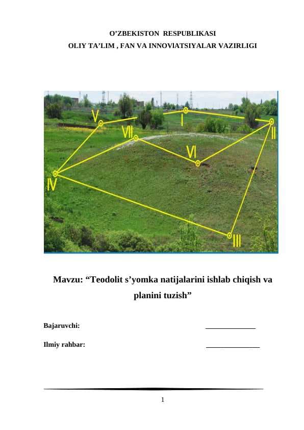 Teodolit s’yomka natijalarini ishlab chiqish va planini tuzish
